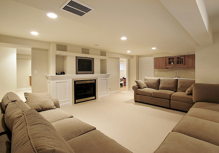 family room with furniture and chimney