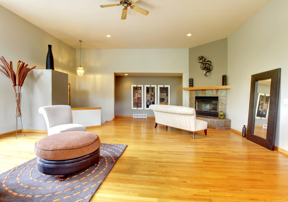 clean and minimalist room with furniture